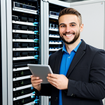 네트워크 자격증 취득 후 커리어 성공 사례 - Confident Network Engineer**

A fully clothed, smiling network engineer in a professional work envir...