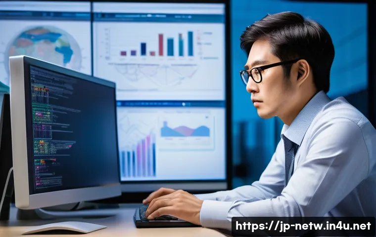 네트워크 자격증 취득 후 프로젝트 관리 경험 - A professional Japanese network engineer in a modern office setting, wearing business casual attire ...