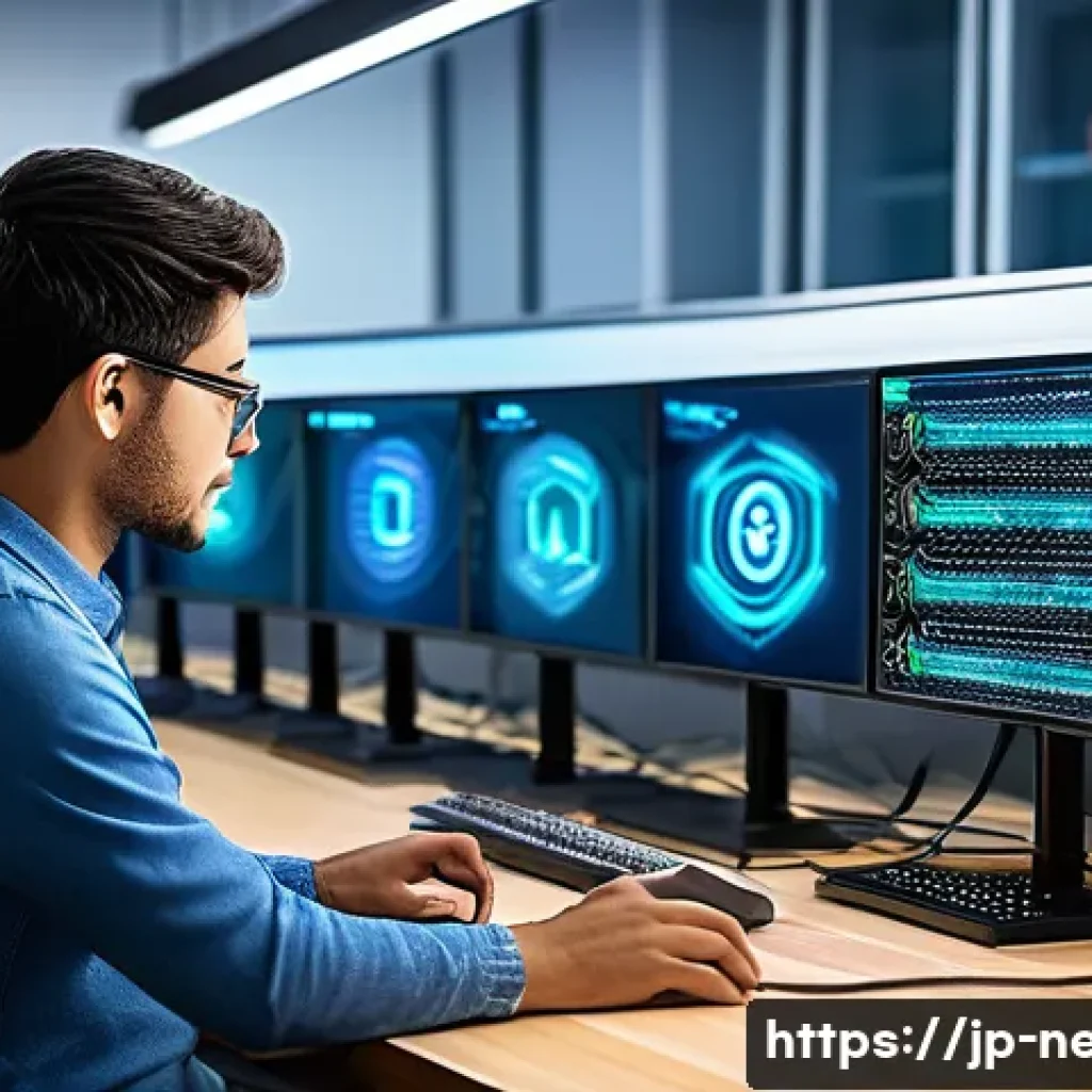네트워크관리사 실기 시험 대비 네트워크 분석 학습법 - A detailed, modern home network lab setup featuring a person interacting with real routers and switc...