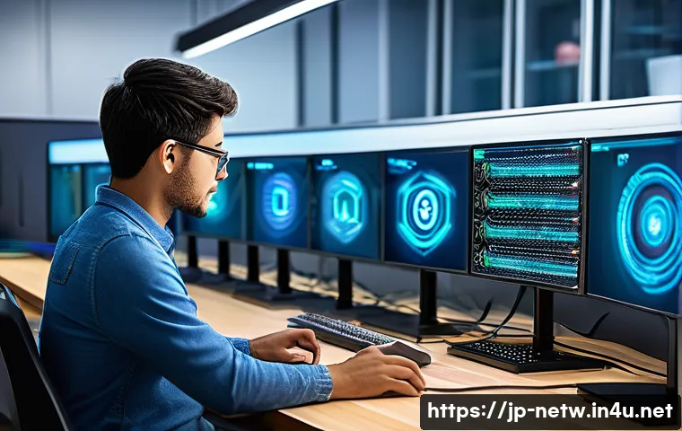 네트워크관리사 실기 시험 대비 네트워크 분석 학습법 - A detailed, modern home network lab setup featuring a person interacting with real routers and switc...