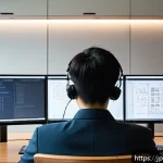 네트워크 실기 시험 대비 효과적인 학습 계획 - A modern Japanese study room scene showing a focused young adult sitting at a desk with multiple scr...
